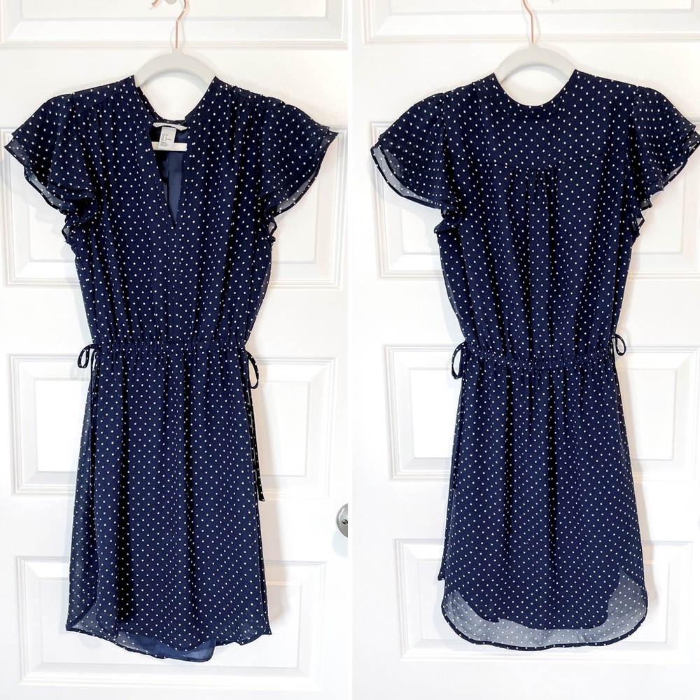 H&M Navy + white polka dot dress - sz. 4